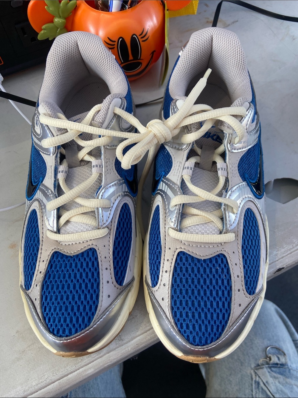 Nike Kids Blue and Silver Mesh Sneakers